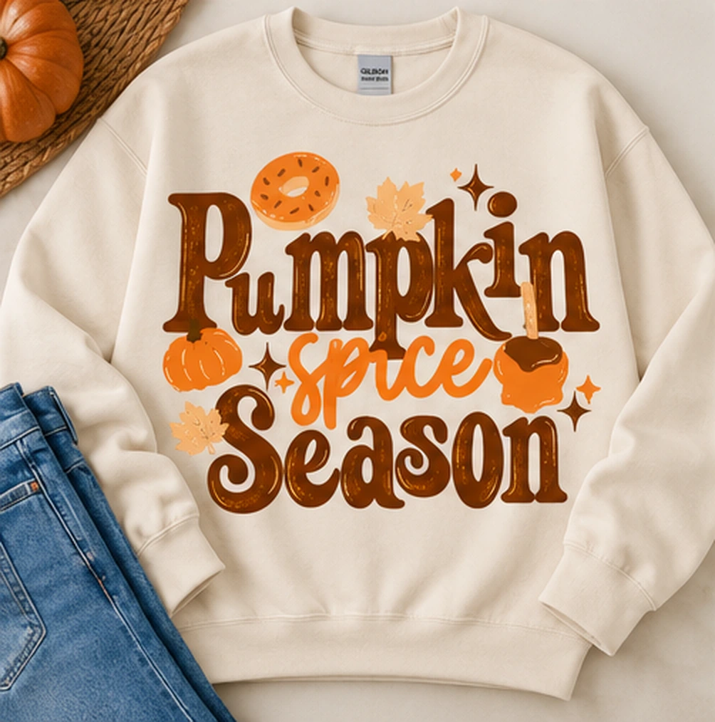 Cream Pumpkin Spice Season sweatshirt mockup